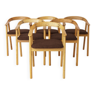 Set of 6 Vintage Oak Dining Chairs – Likely Danish, 1970s – Refurbished