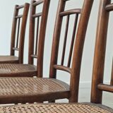 Set of 4 old Thonet style cane bistro chairs from the 1930s