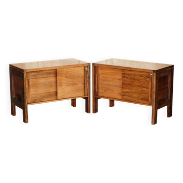 Pair of Modern Brazilian Wood Cabinets, Mid-Century Style