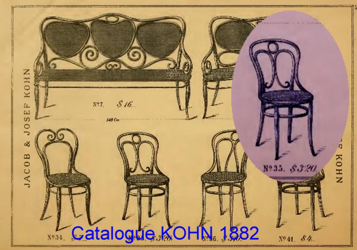 2 KOHN N°35 Art Nouveau bistro chairs -1875- recently hand-caned