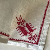 Hand embroidered linen tablecloth and napkins