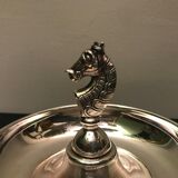 Silver metal horse ashtray