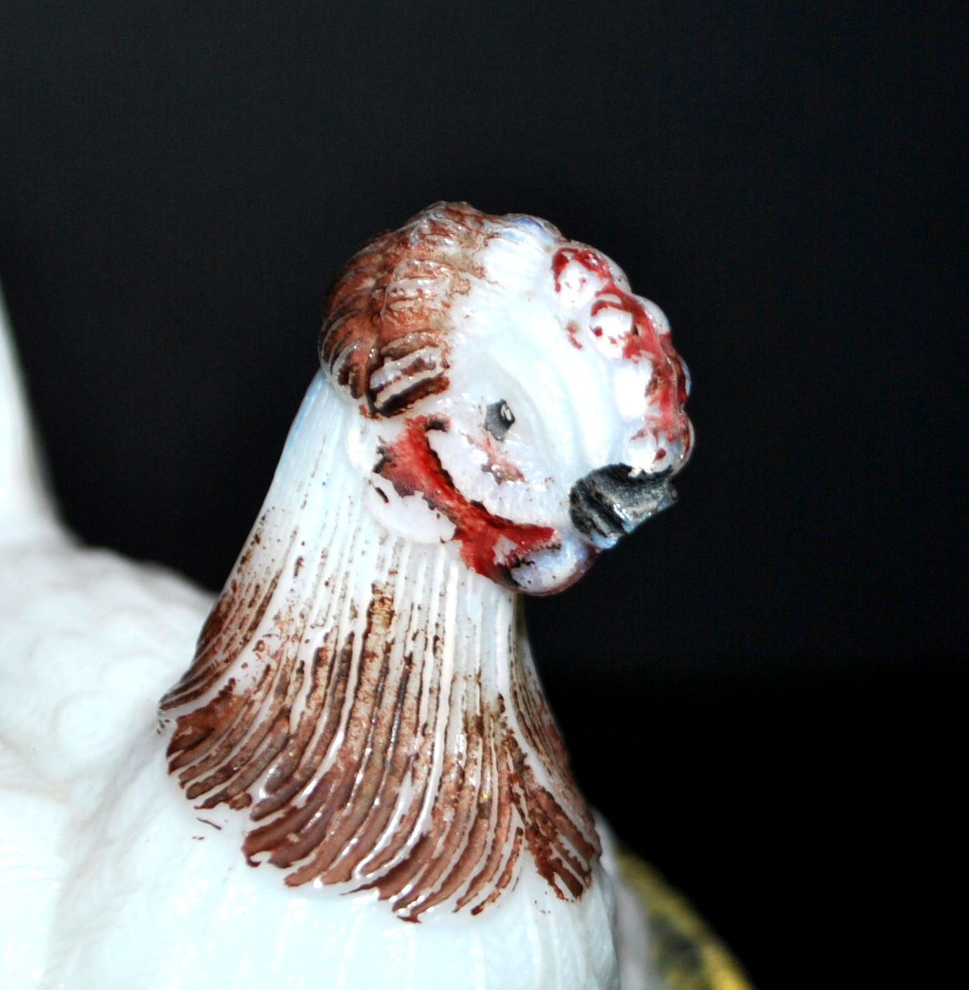 Portieux painted opaline glass hen candy box