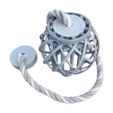Suspension corde + boule osier