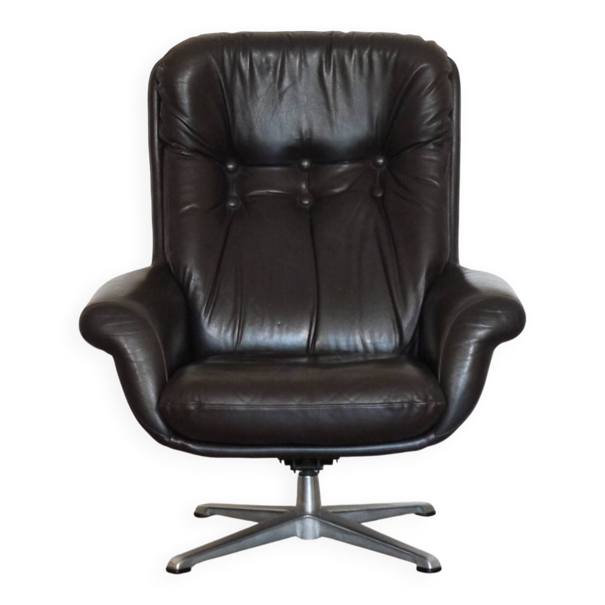 Fauteuil scandinave en cuir 1970