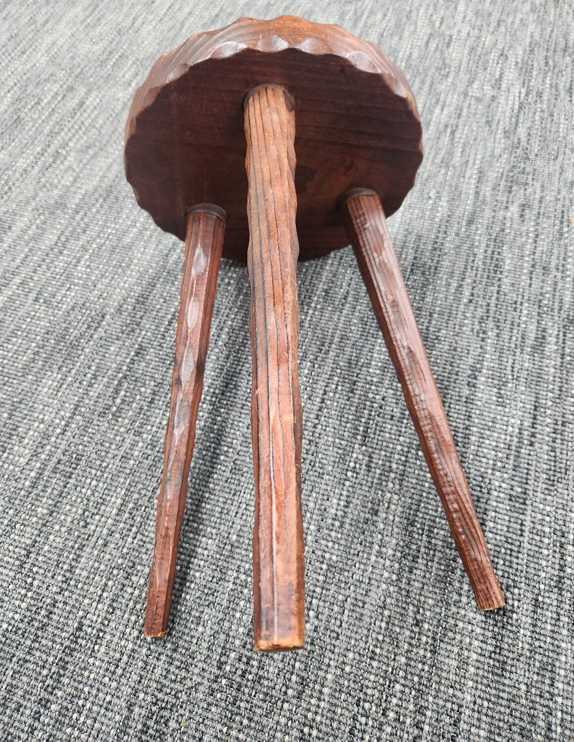 Brutalist wooden tripod stool