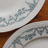 2 assiettes à dessert en terre de fer "Louis XVI" U&C Sarreguemines