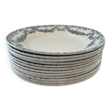Set of 9 Longwy Earthenware Dinner Plates - Marie-Thérèse Model