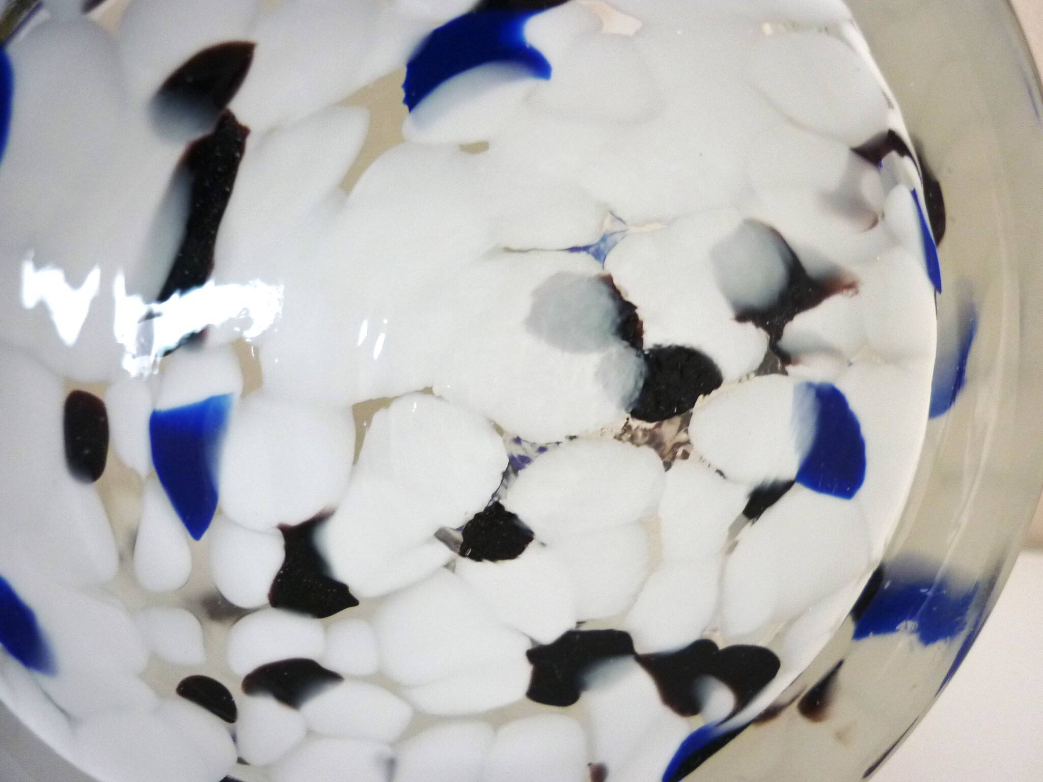 Large blown glass vase, speckled, thick, 70s/80s Murano design