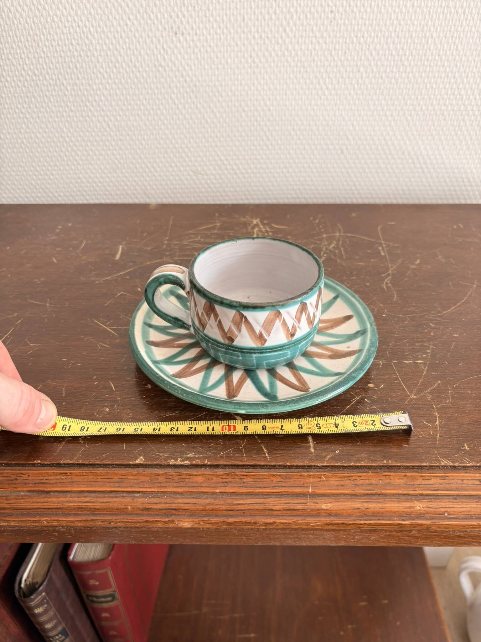 Cup Saucer Ceramic Vallauris Robert Picault Vintage 50's Geometric