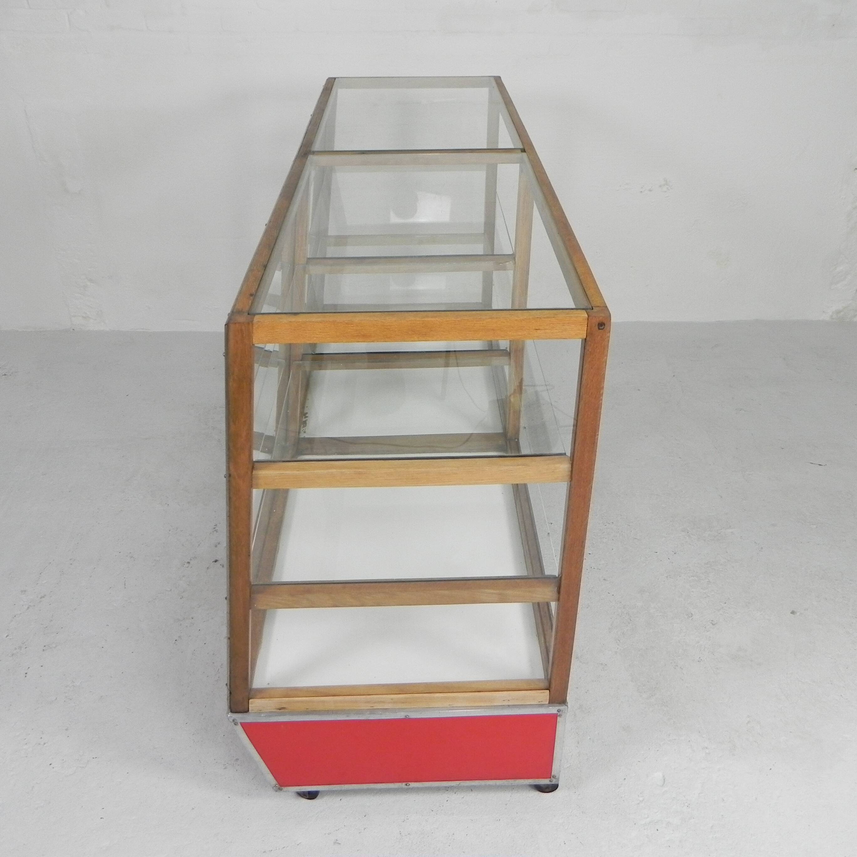Vintage bakery display case, counter on castors 1950s
