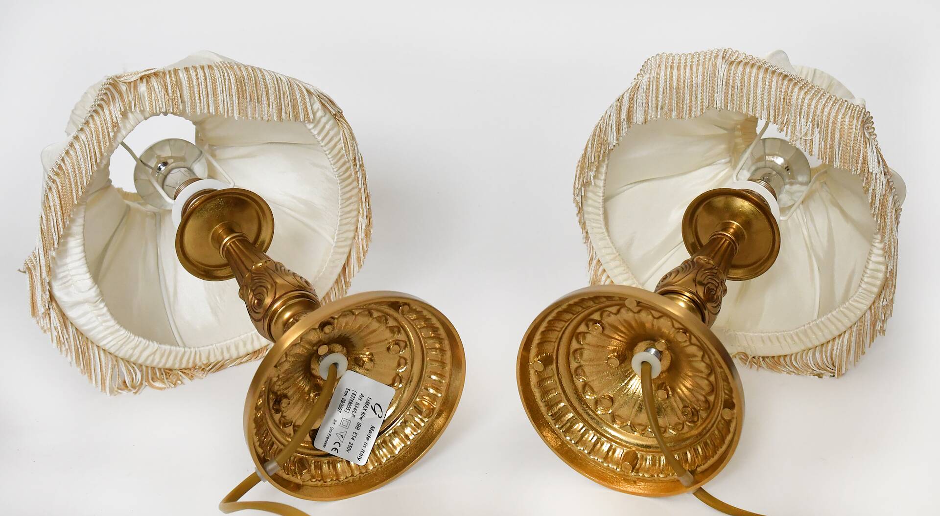 Pair of gold metal table lamps