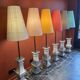 "Balustrade" lamp in terracotta, Ashoka silk shade, pistachio green.