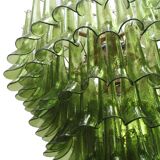 Green Murano Glass Petal Chandelier with Gold-Toned Support, Italy