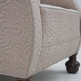 1950s, Danish artdeco armchair, furniture wool, oak wood legs.