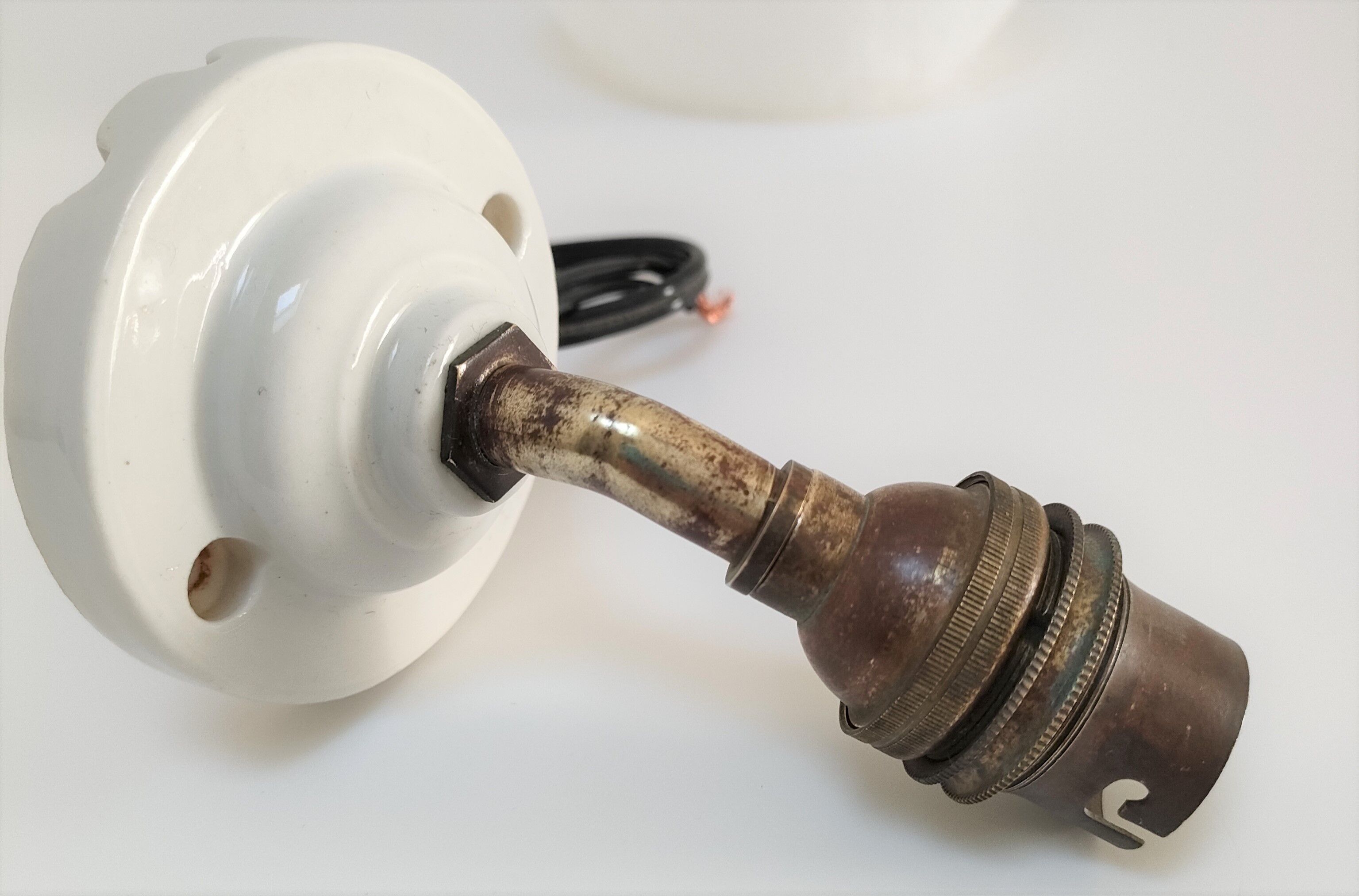 Wall lamp glass Clichy white brass porcelain 30s