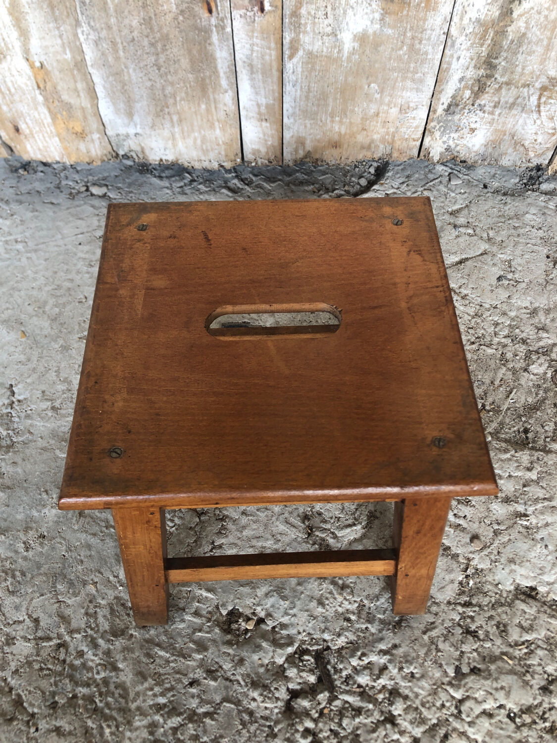 Stool footrest vintage wood #a226