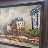 Vintage Oil Painting With Parisian Flower Market Frederic, 1970s