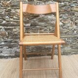 80s wooden and cane folding chair