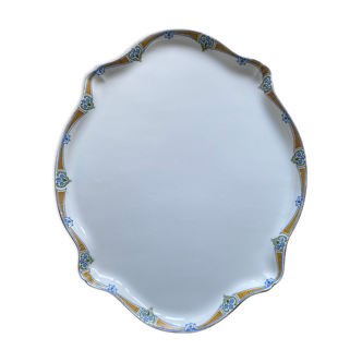 Plateau en porcelaine de Limoges "Myosotis" ancien