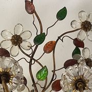 Floral chandelier Banci Firenze with 6 lights, coloured glass and gold metal.
