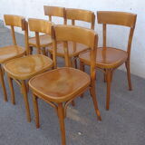 Set of 6 varnished bistro chairs