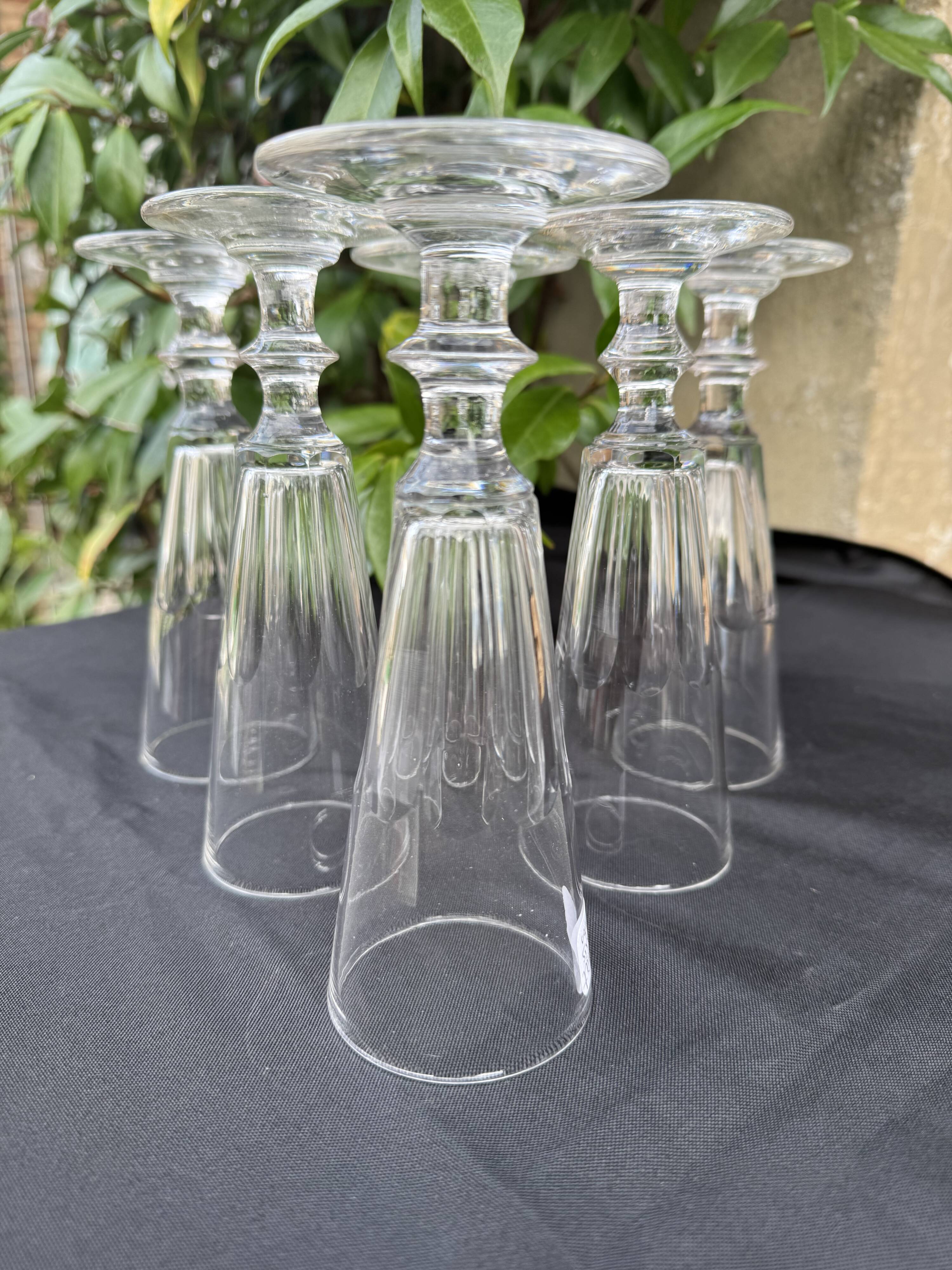 6 Champagne Flutes – 19th Century Cut Crystal – Baccarat/St.Louis