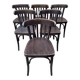 set of 6 Viennese chairs curved wood restaurant Paris bistro Fischel 1960