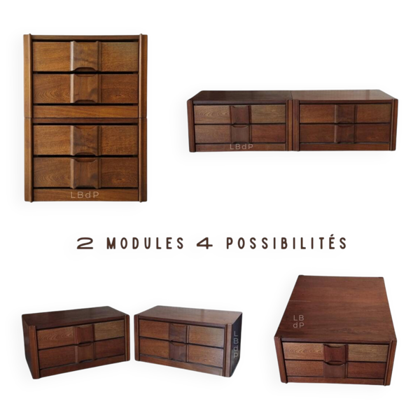 Paire de modules vintage-design scandinave, chevet, commode,enfilade, table