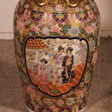 Chinese Enamelled Porcelain Vase with Polychrome Decoration - on Pedestals