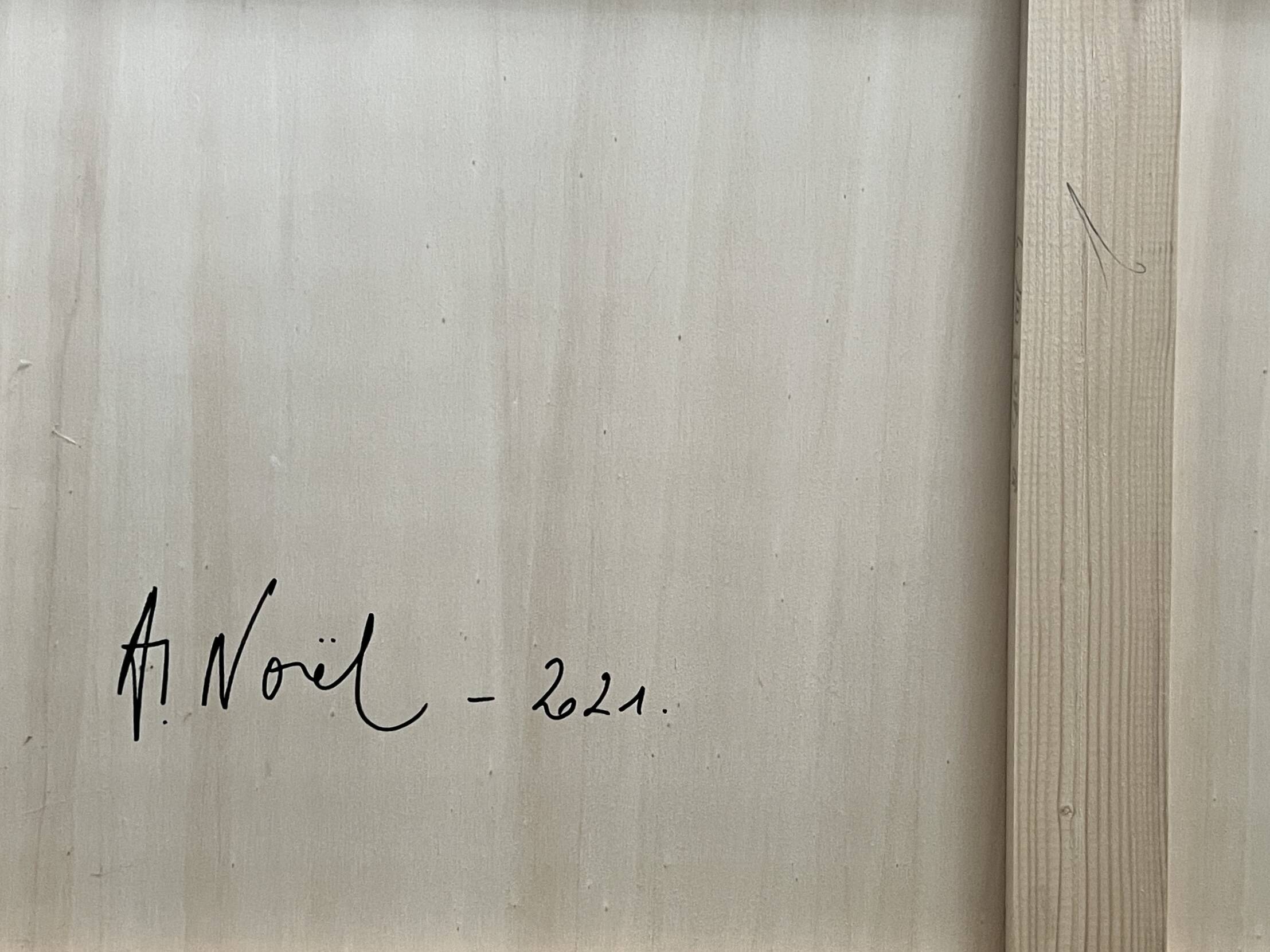 Large contemporary painting Green Forms Audrey Noel dated & signed