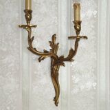 Bronze wall sconces decorated with acanthus leaves.