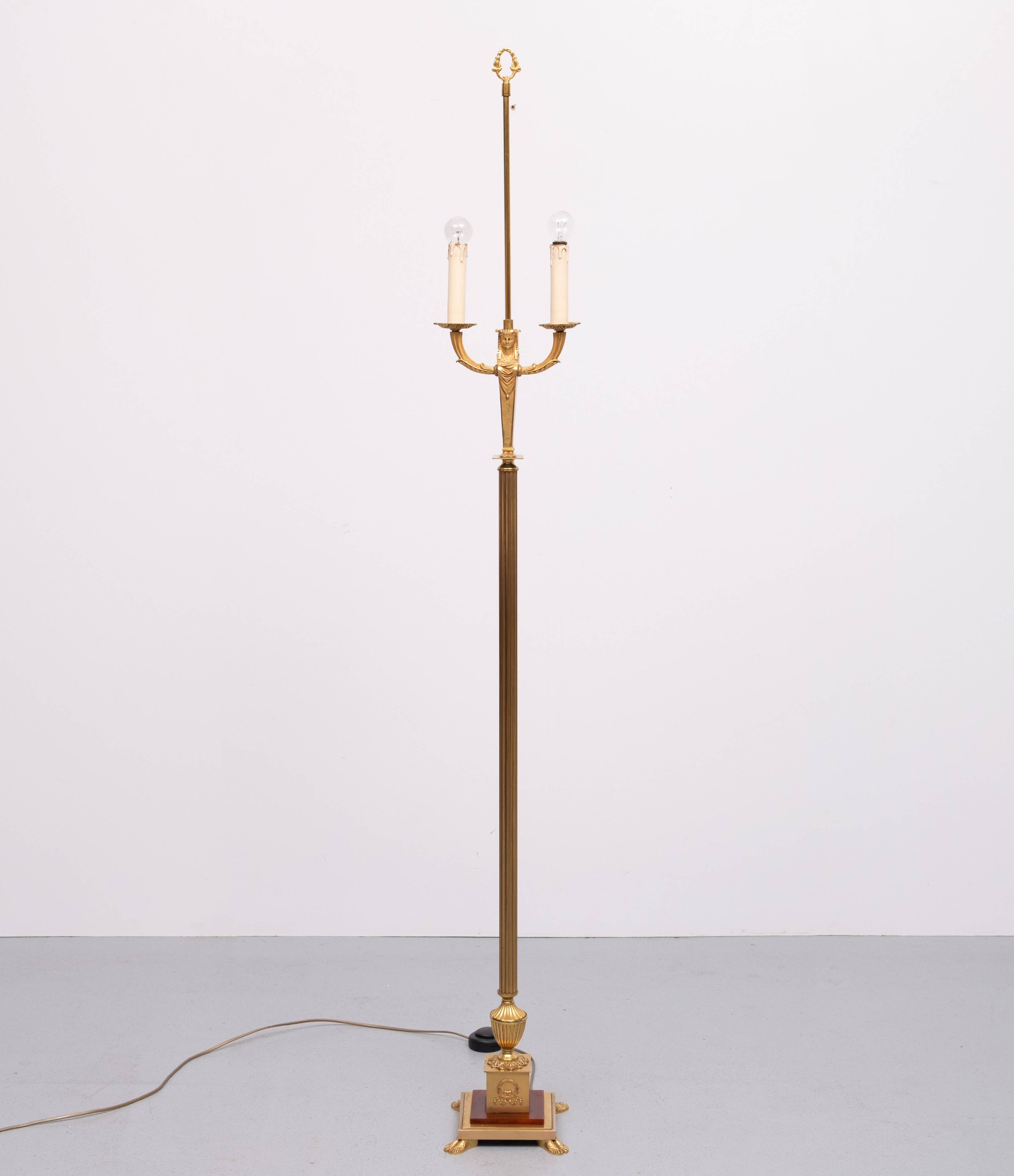 Lampadaire Empire en bronze doré, France, années 1950
