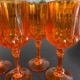4 orange crystal glasses