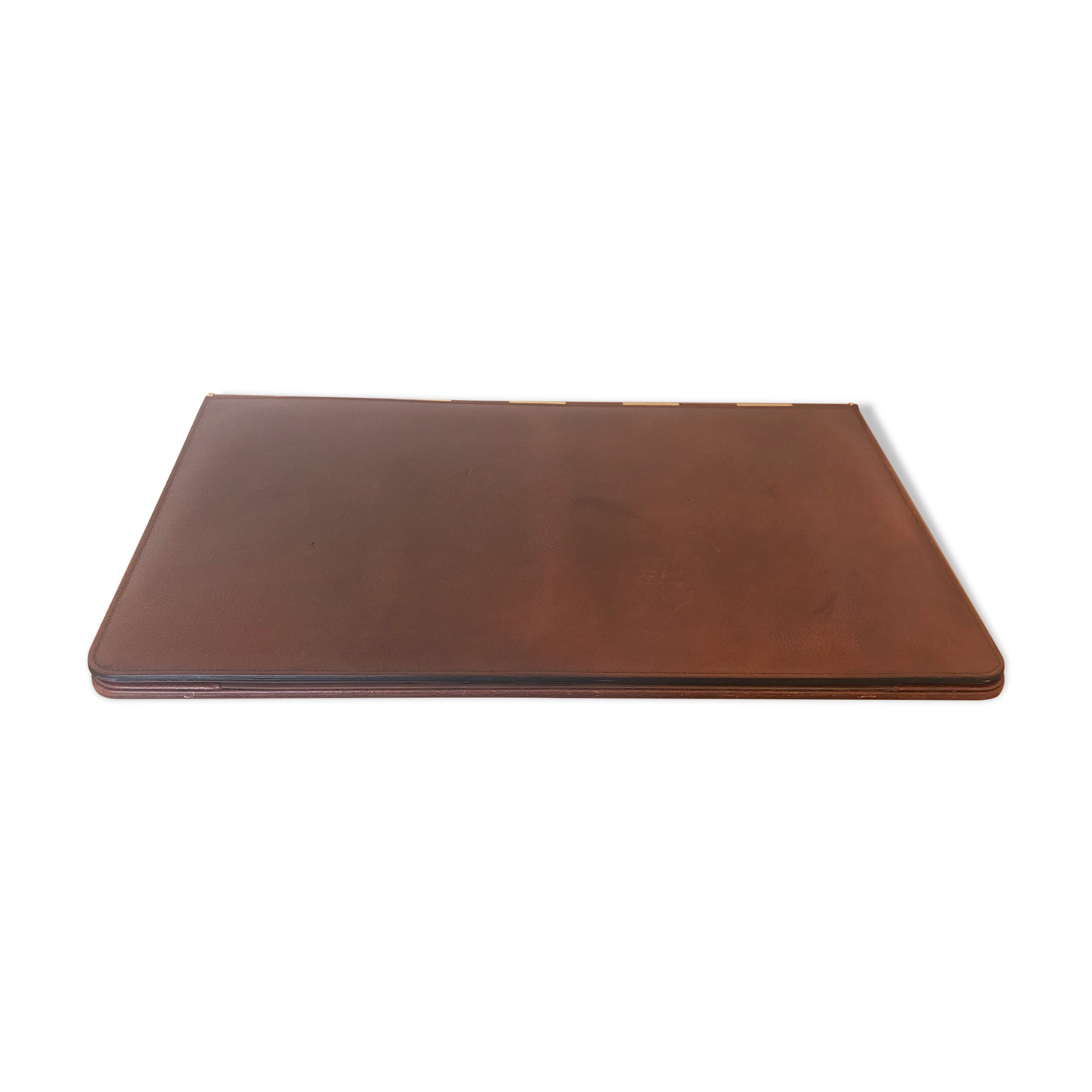 Double brown leather underhand signed Lancel