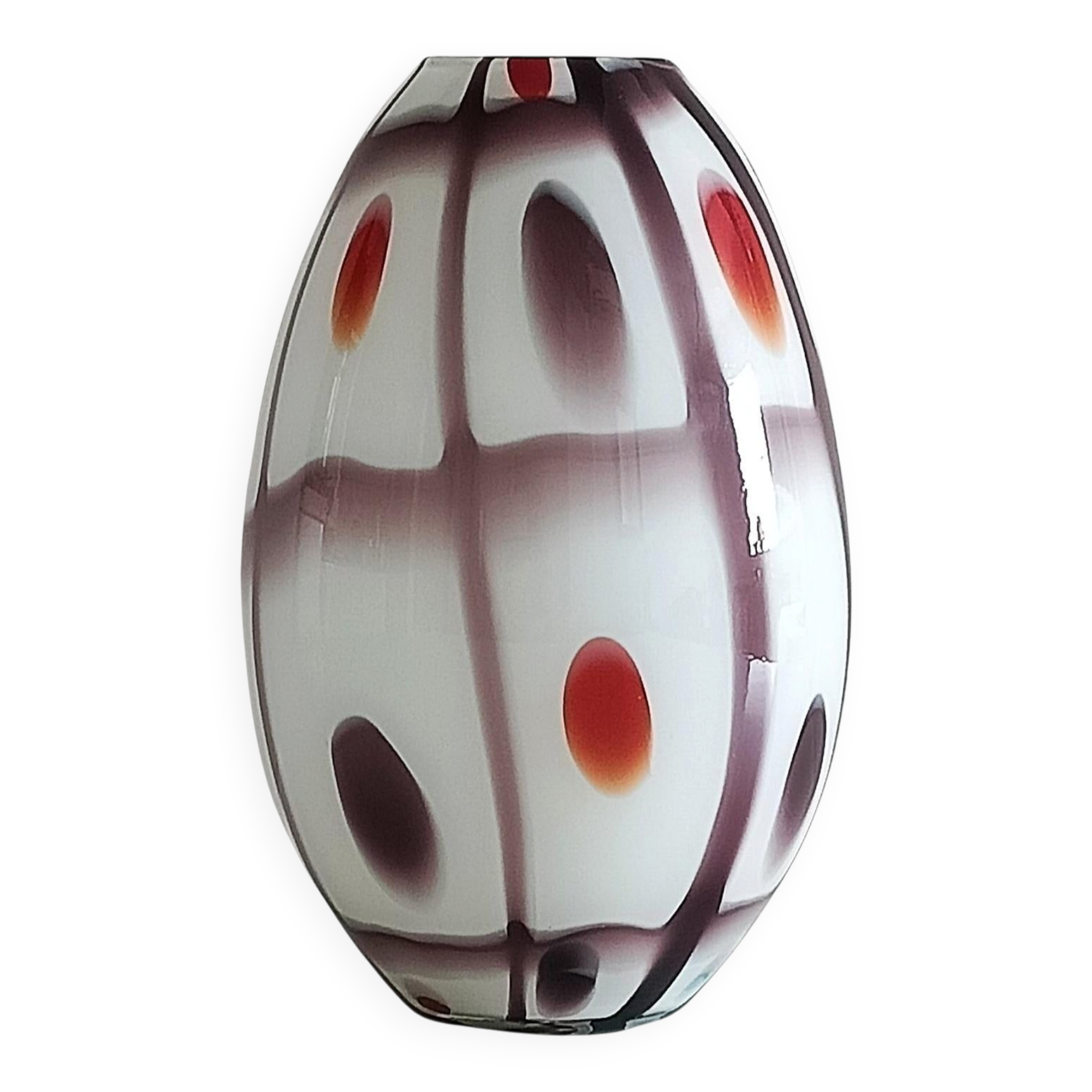 Murano Glass Colorful Ovoid Shaped Vase in The Style of A.Ve.M, Italy, 1960s