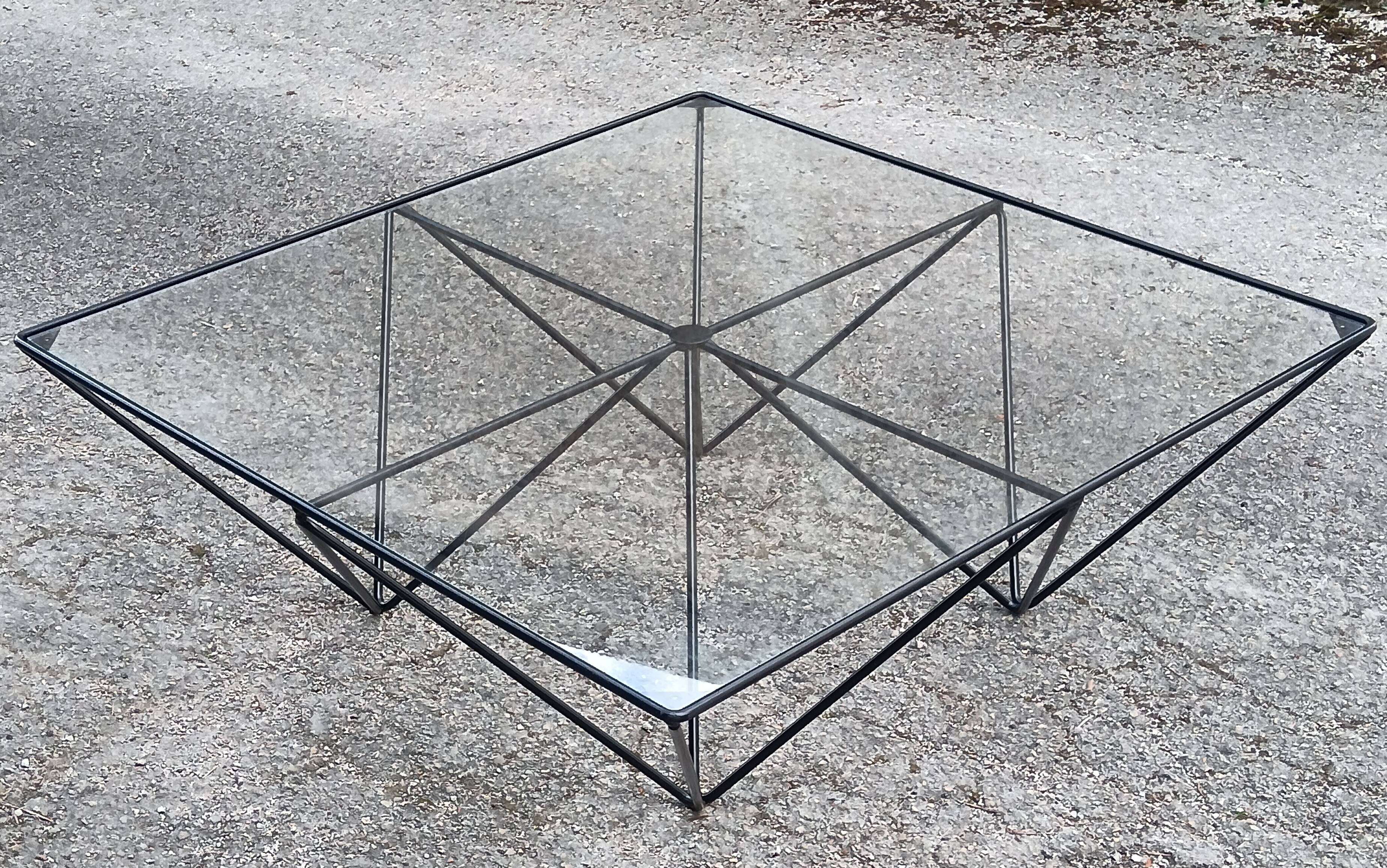 Metal and glass coffee table, 1980