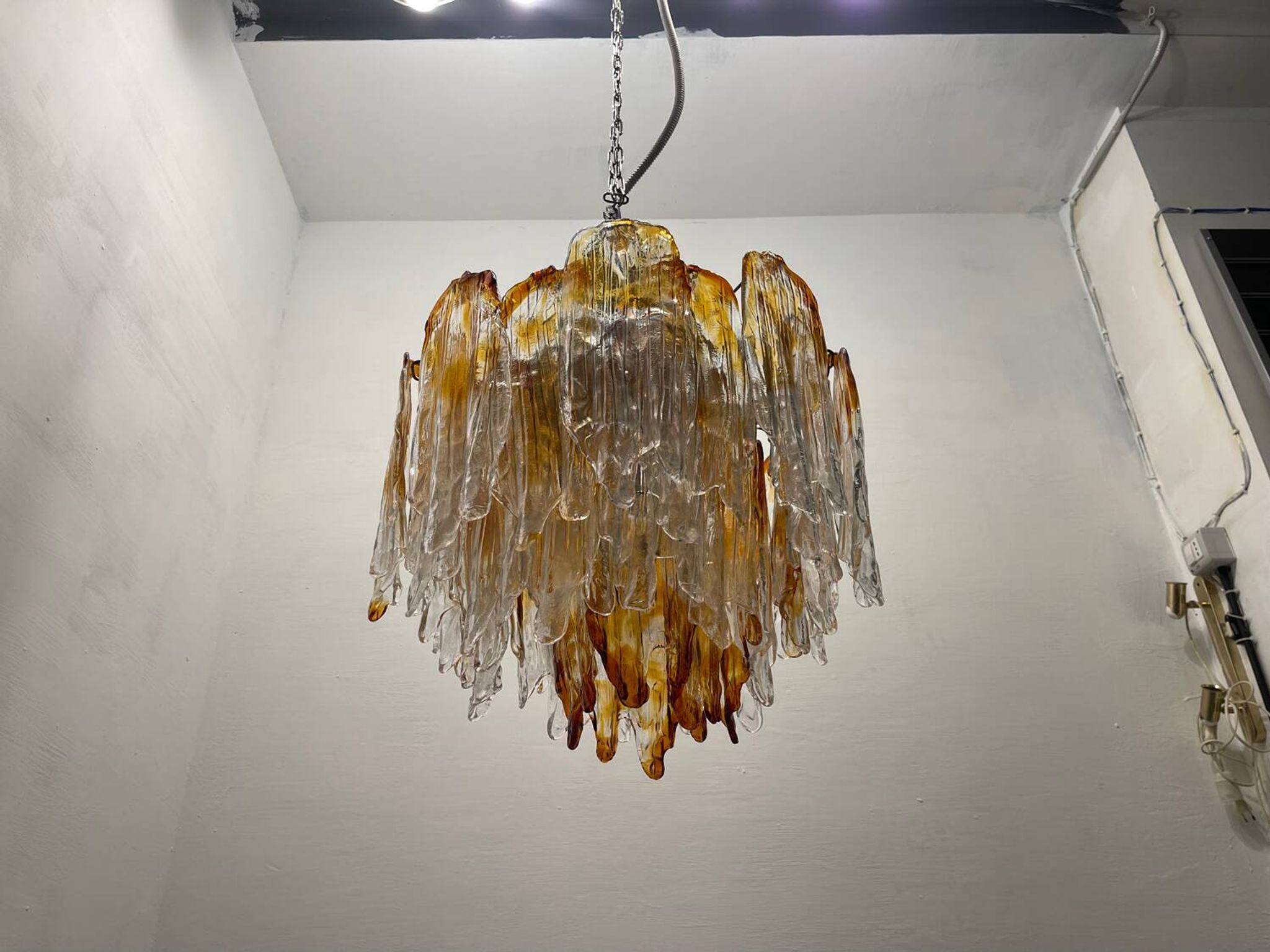 Large Murano Glass Chandelier 1970’s by Mazzega