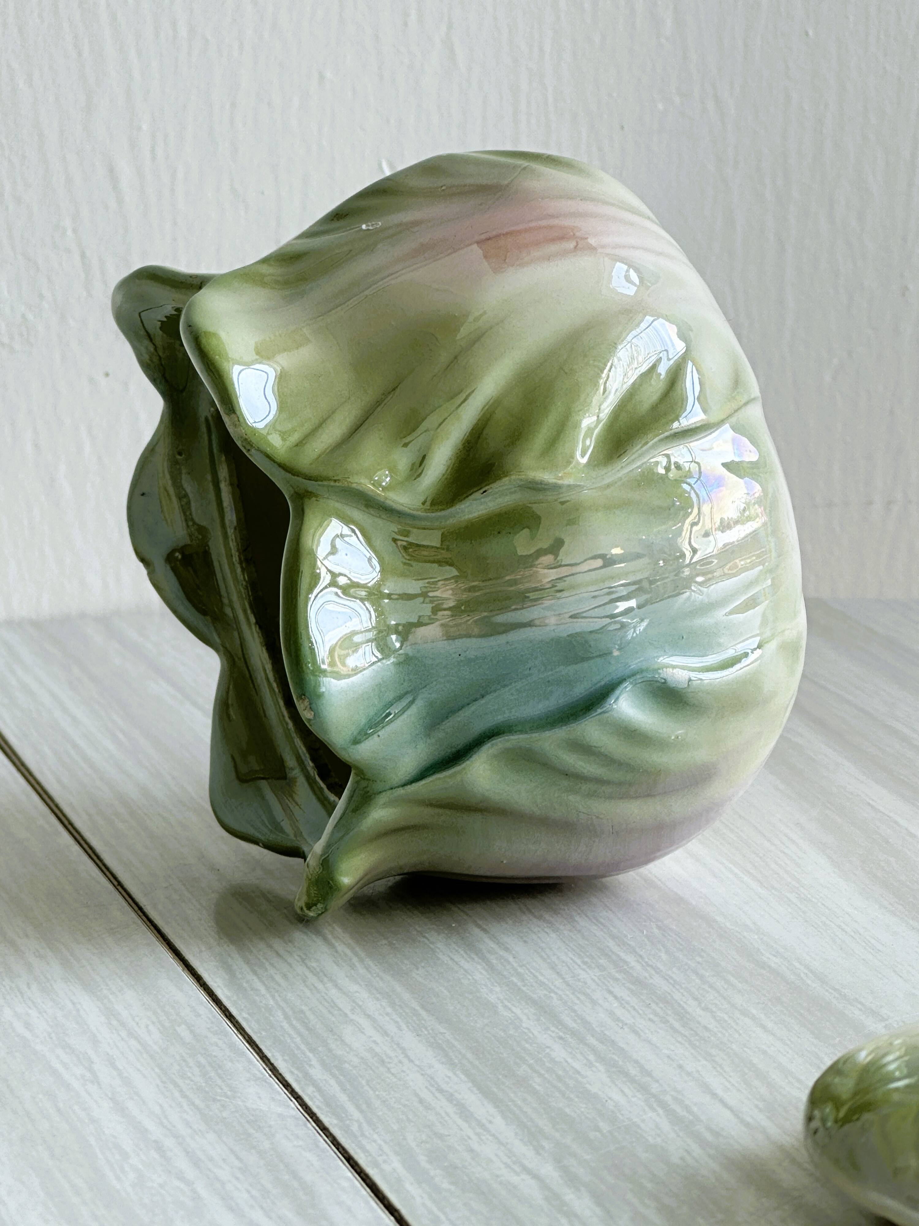 Sugar bowl - cabbage slip condiment pot.