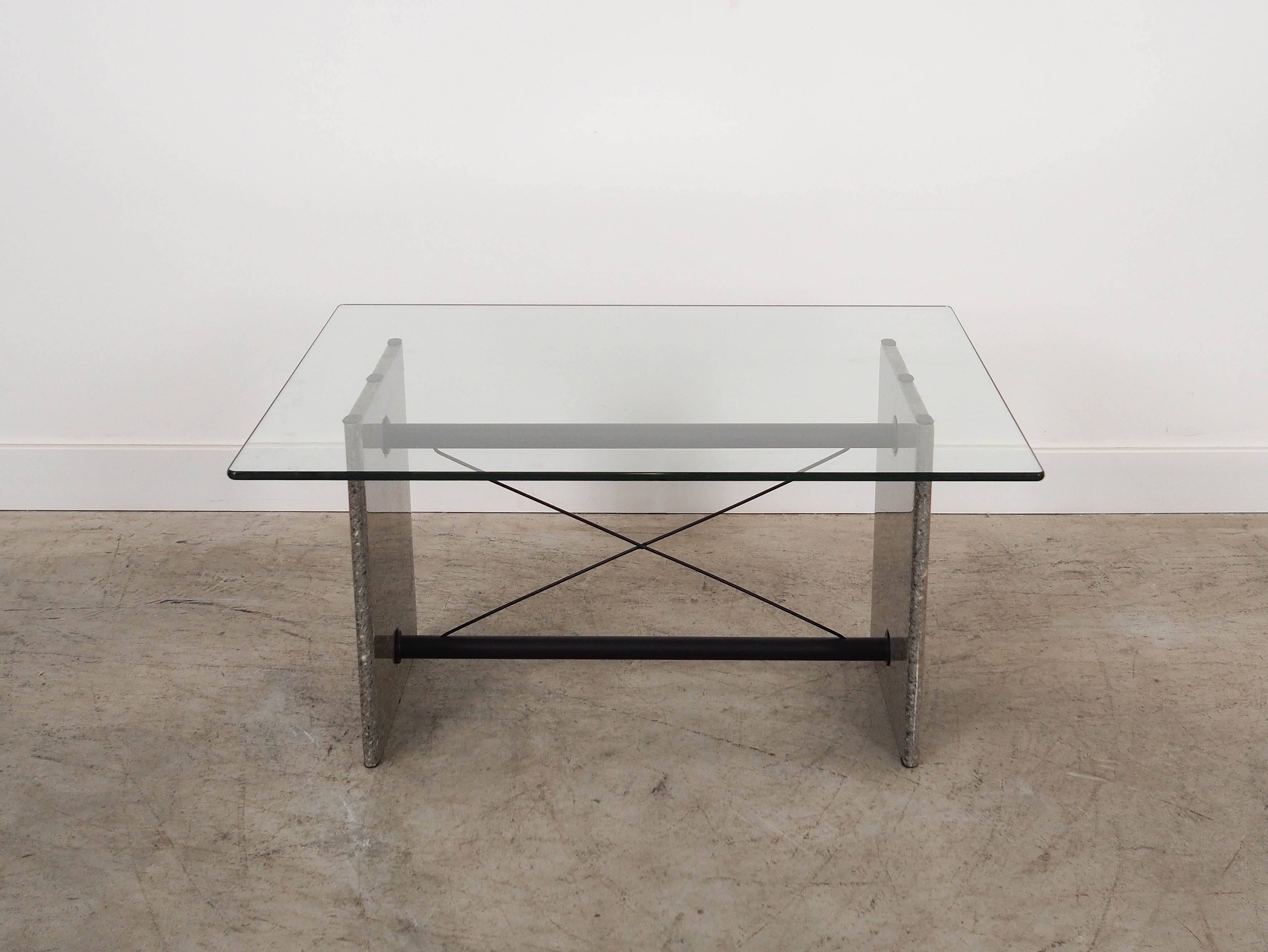 Glass coffee table, Italian design, 1960s, made in Italy