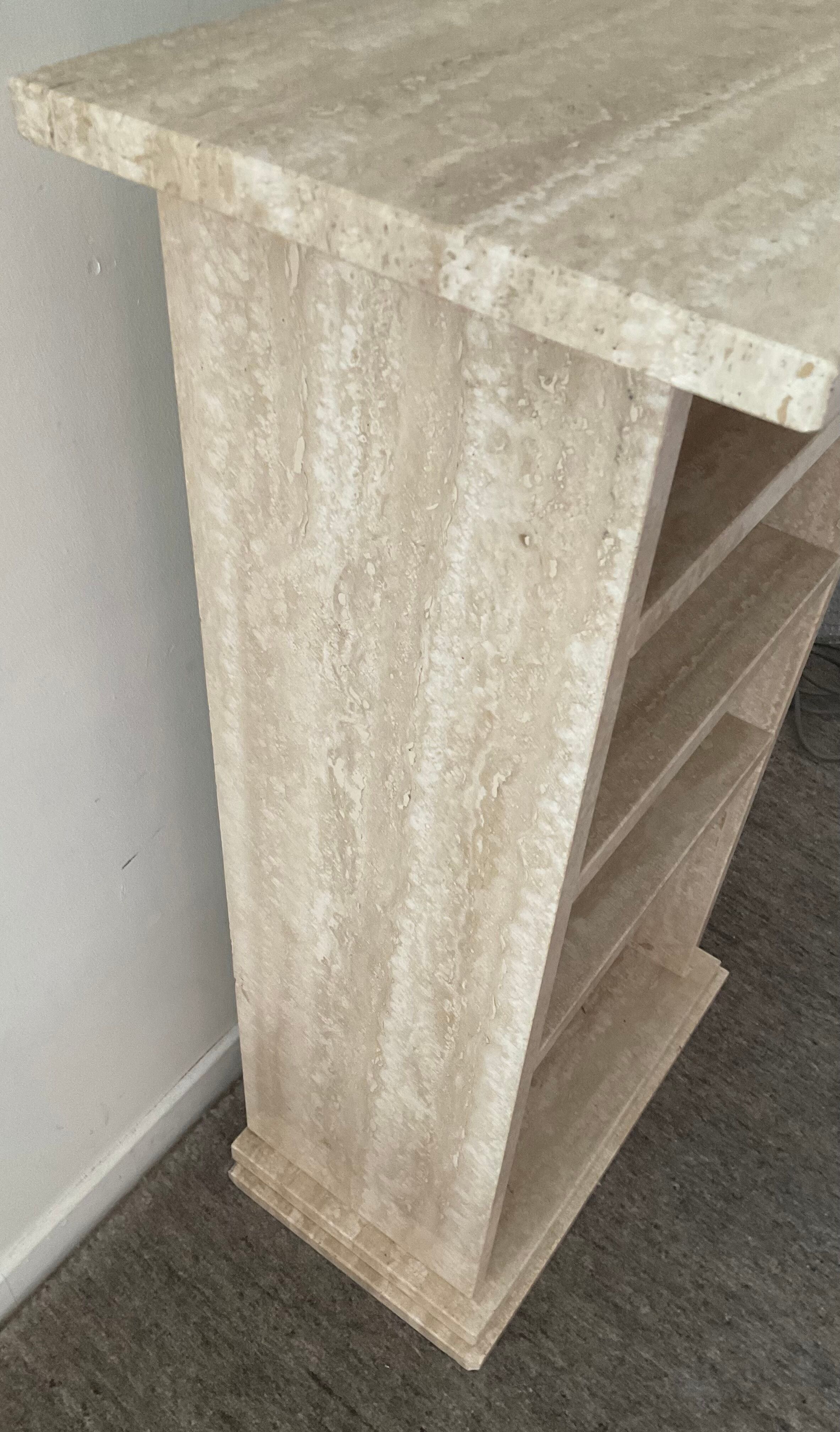 Travertine TV cabinet shelf from the 70s