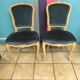 Lot of 2 chairs Louis XV in blue velvet