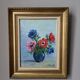 Acrylic painting on canvas, still life, anemones, bohemian countryside