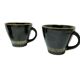 Set of three cups, mid-century modern, black ceramic, Poland, 1970s