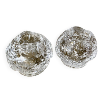 Pair of candlesticks "Snowball" – Ann Wolff for Kosta Boda, Sweden (1973)
