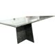 Vintage square dining table in green marble / wabi-sabi table