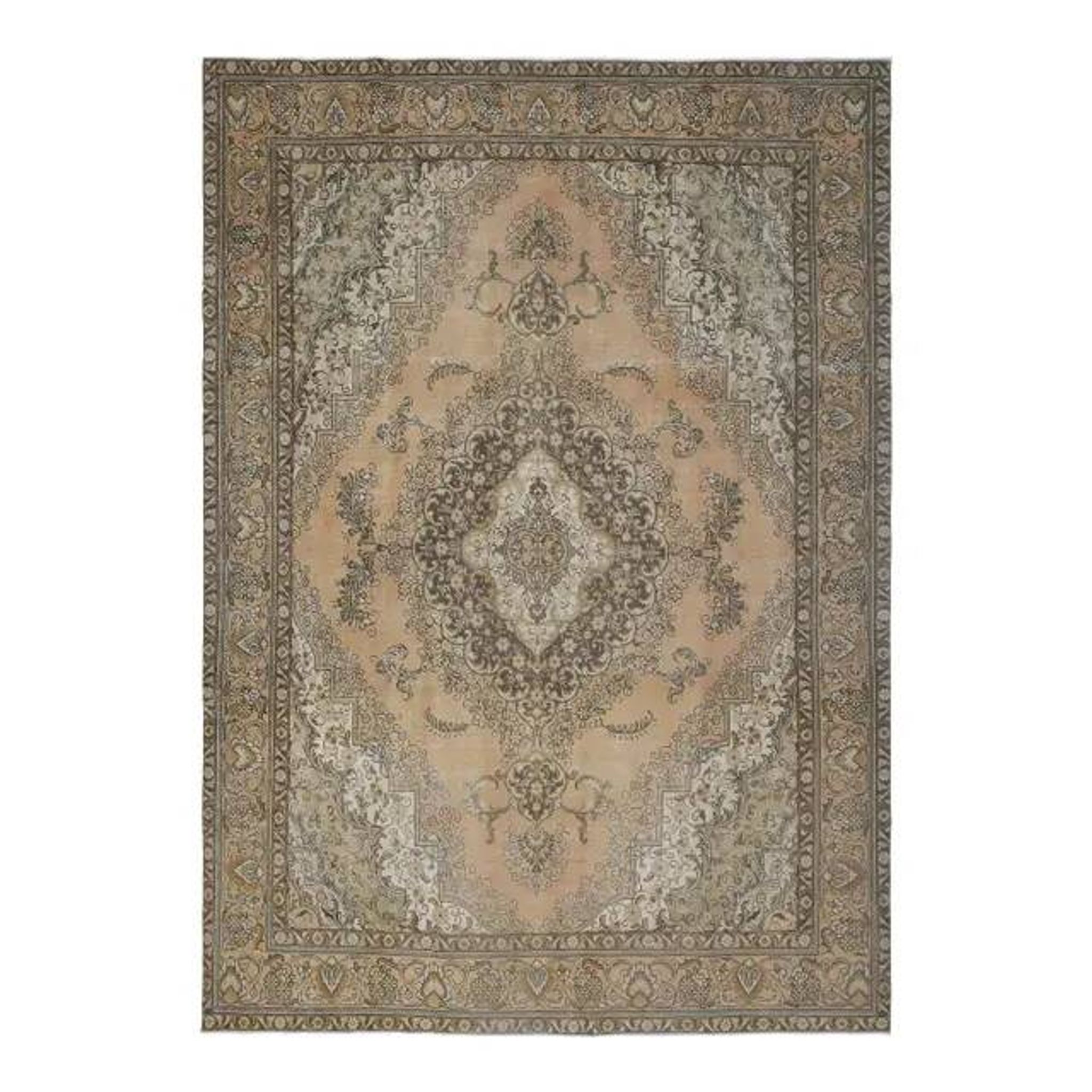 1970s Vintage Persian Handmade Wool Orange Area Rug 276x386