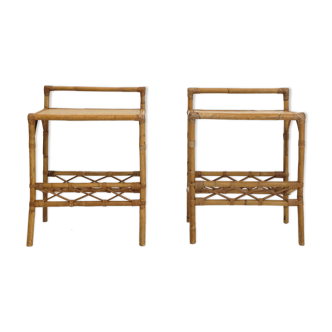 Pair of rattan bedside tables from the 60s and 70s.