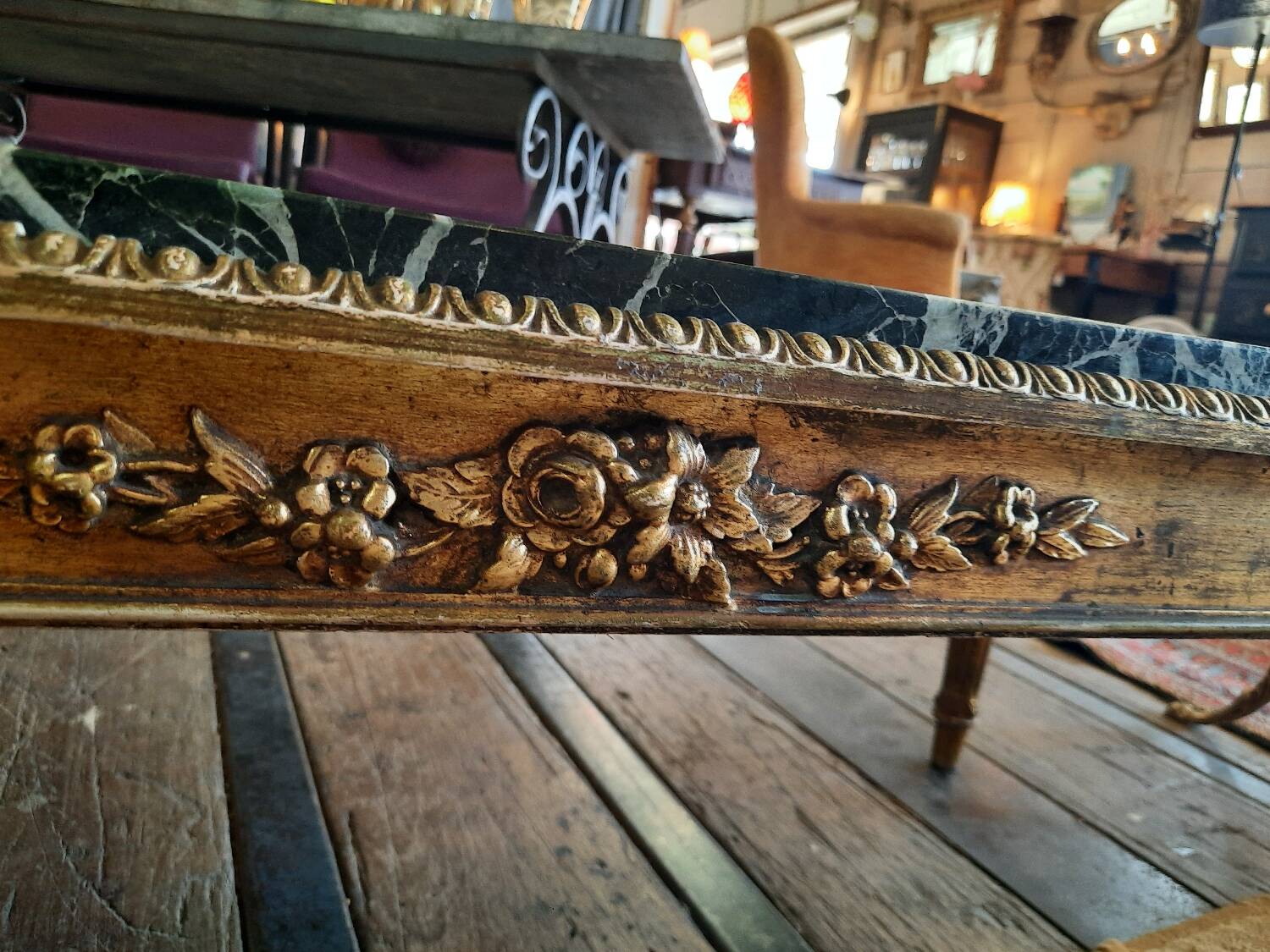 Table basse bois et marbré
