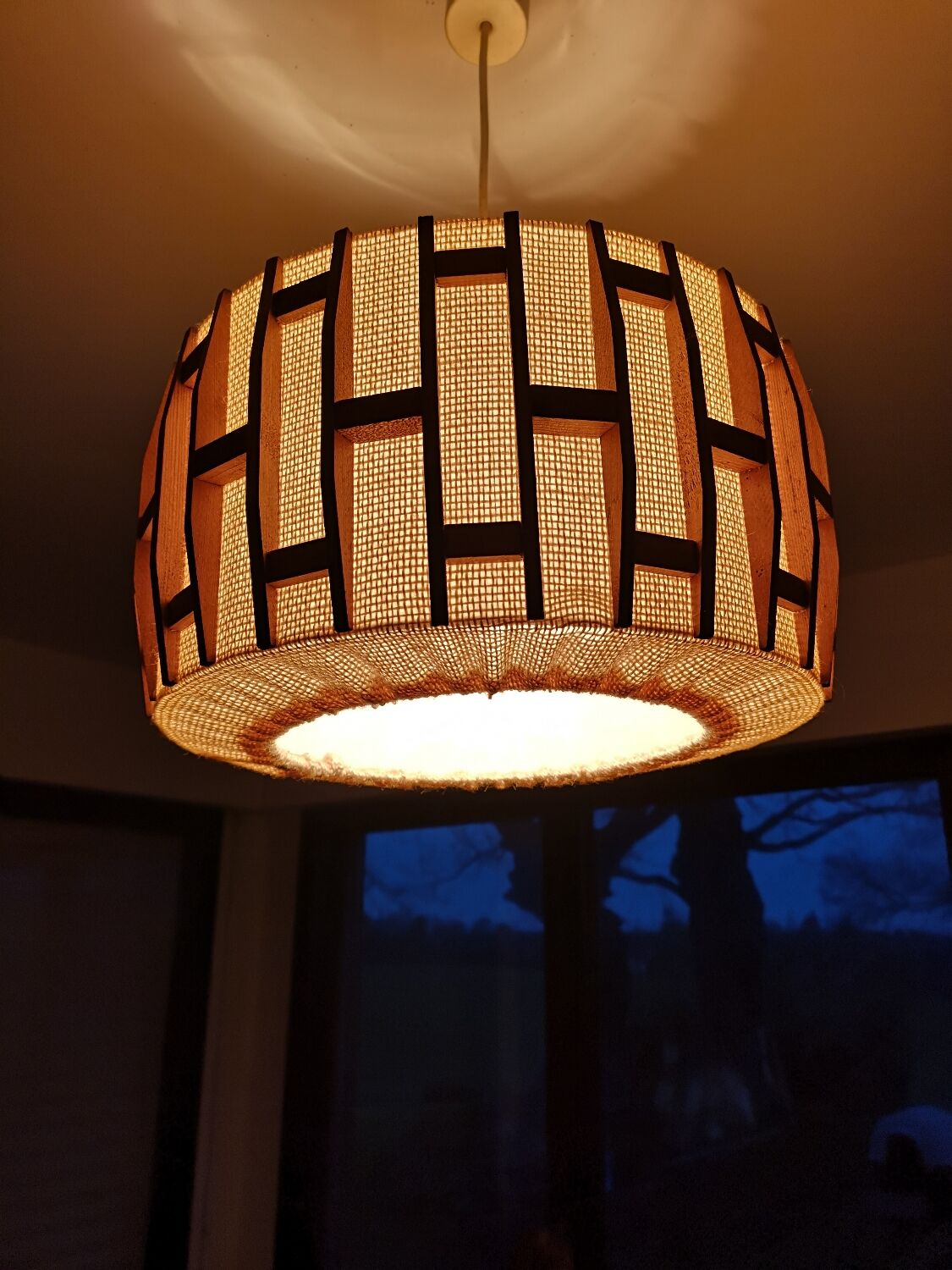 Jute and vintage wood pendant lamp